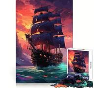 Mysterious Pirate Ship Jigsaw Puzzles 1000 Piece for Teenagers Strengthen Memory Home Leisure Clean Edge Cherished Gift (38x52cm)