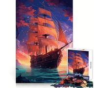 Mysterious Pirate Ship Jigsaw Puzzles for Adults 1000 Pieces Strong Logic Toy Calming Play Clear Edge Artistic Gift (38x26cm)
