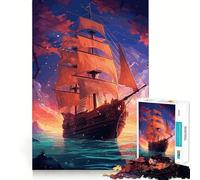 Mysterious Pirate Ship Jigsaw Puzzles for Adults1000 Pieces Intellect Toy Calming Play Quality Cut Wall Art Decor (50x75cm)