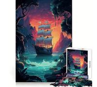 Mysterious Pirate Ship Jigsaw Puzzles for Adults1000 Pieces Intellect Toy Calming Play Quality Cut Wall Art Decor (38x26cm)