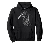 Mysterious Plague Doctor Raven with Hat Design Pullover Hoodie