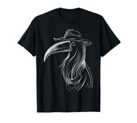 Mysterious Plague Doctor Raven with Hat Design T-Shirt