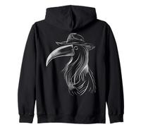 Mysterious Plague Doctor Raven with Hat Design Zip Hoodie