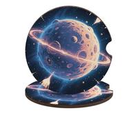 Mysterious Planet Car Cup Holder Coasters 2-Pack Absorbent Wood & Cork Coasters for Car Cup Holders, Festive Car Accessories for Women & Men