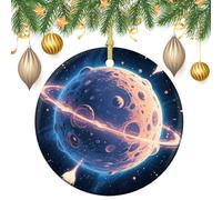 Mysterious Planet Ceramic Christmas Ornaments 3 Inch Vintage Hanging Baubles with Gold String for Xmas Tree Decorations Holiday Party Yard Garden Home Decor Festive Keepsake Gift Exchange