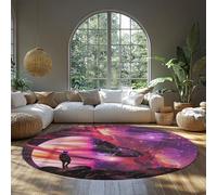 Mysterious Planet Washable Throw Round Rugs for Home Office Study Floor Decor Abstract Colorful Universe Foldable Circle Carpet 61cm（Round）