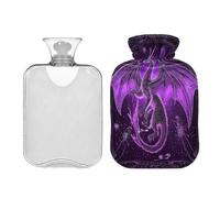 Mysterious Purple Dragon Cute hot Water Bottle with Soft Cover 2L Warm Compress for Neck and Shoulder Pain Relief Hand Feet Warmer compresas calientes para el vientre