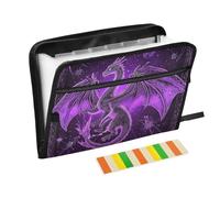 Mysterious Purple Dragon Expandable File Folder 13 Pockets A4 Letter Size with Zipper Closure for Document Storage File Pocket Folder organizador