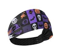 Mysterious Purple Squares for Halloween Cooling headband holder Stretchy head sweat bands for women for Gym Running hiking washing face bandas para el cabello de mujer