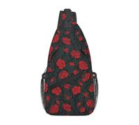 Mysterious Red Roses Black Vines Cross Body Bag With Zipper Sling Bag Adjustable Backpack For Traveling Outdoors Shopping