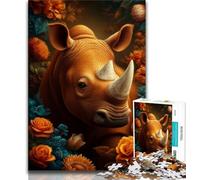 Mysterious Rhino 1000 Piece Jigsaw Puzzle for Adults Teens,Learning Educational Toys Family Games Birthday Present,Gifts 38x26cm