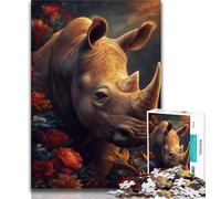 Mysterious Rhino Puzzles 1000 Pieces for Teenagers,Help The Brain Exercise Addictive Toys to Cultivate Patience Unique Challenge Game (38x26cm)