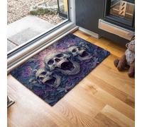 Mysterious Screaming Blank Front Mats Soft Washable Door Mat Indoor - Absorbent Dirt Trapper Doormat - Anti-Slip Welcome Mat - Versatile Floor Rug - Purple Horror-Themed Illustration, 90X150Cm