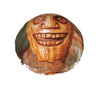 Mysterious smiling face Reusable shower cap - double-layer waterproof, elastic, environmentally friendly daily use shower cap