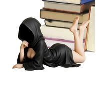 Mysterious Statue, Black Robe Sculpture Bookshelf Decoration, Table Figure with Hood, Sitting Death Figures, Gothic Bookshelf Decoration, Dark Goddness Resin Figure Desktop Ornaments