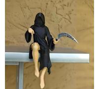 Mysterious Statue, Gothic Death Sisters Figure, Grim Reaper Bookshelf Sculpture, 3D Printed Spooky Sitting Statues, Holding Sickle Desktop Ornaments Halloween Decor