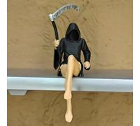 Mysterious Statue, Gothic Death Sisters Figure, Grim Reaper Bookshelf Sculpture, 3D Printed Spooky Sitting Statues, Holding Sickle Desktop Ornaments Halloween Decor