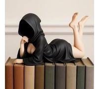 Mysterious Statue, Gothic Resin Queen Figure Sculpture, Elegant Sitting Statue With Black Robe, 3D Spooky Decor For Bookshelf, Garden, Home Decorations(Black,8 Inches)