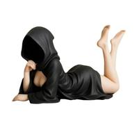 Mysterious Statue, Gothic Resin Queen Figure Sculpture, Elegant Statue With Black Robe, Spooky Decor For Bookshelf, Garden, Home Decorations