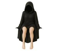 Mysterious Statue, Gothic Resin Queen Figure Sculpture, Elegant Statue With Black Robe, Spooky Decor For Bookshelf, Garden, Home Decorations
