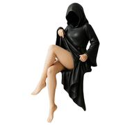 Mysterious Statue, Gothic Resin Queen Figure Sculpture, Elegant Statue With Black Robe, Spooky Decor For Bookshelf, Garden, Home Decorations