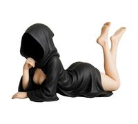 Mysterious Statue,Mysterious Resin Lady Statue with Black Gothic Cloak,Creative Tabletop Figurine Halloween Decor (B)