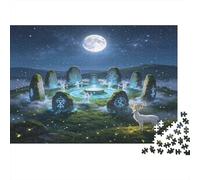 Mysterious Stone Circle 1000 Piece Jigsaw Puzzle Paper Material for Adults Night Forest Scene Calm Mind Home Decoration Gift 70x50cm/1000pcs