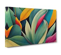 Mysterious Tropical Flowers Canvas Print | Gallery Wrapped 30mm Frame Wall Art | 30x20 inches | Ready to Hang | Contemporary Floral Picture | Living Room Bedroom Lounge Office
