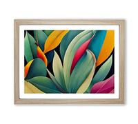 Mysterious Tropical Flowers Framed Print | A2 Oak Framed Wall Art | Ready to Hang | Modern Floral Picture | Living Room Bedroom Lounge Office