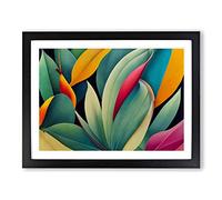 Mysterious Tropical Flowers Framed Print | A4 Black Framed Wall Art | Ready to Hang | Modern Floral Picture | Living Room Bedroom Lounge Office