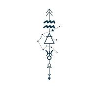 Mysterious Twelve Constellation Code Temporary Tattoo Stickers Waterproof Female Long-Lasting Male Constellation Couple Arms Tattoo Sticker Fake Tattoo
