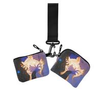 Mysterious Twin Girls Black White Women's Coin Pouches Card Holder Slim Detachable Coin Purse Wallet Bag with Wristlet Strap for Women 2 Pcs, Mysterious twin girls black white, One Size, Casual