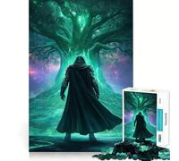 Mysterious Warrior Before Glowing Tree for Adults 1000 Piece Jigsaw Puzzle Thought Toy Anxiety Relief Precise Edge Thoughtful Gift (38x26cm)
