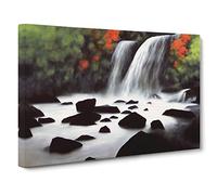 Mysterious Waterfall Canvas Print | Gallery Wrapped 30mm Frame Wall Art | 30x20 inches | Ready to Hang | Contemporary Landscape Picture | Living Room Bedroom Lounge Office