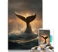 Mysterious Whale Adult Jigsaw Puzzles 1000,Learning Educational Toys Family Games with Matching Poster And Trivia Sheet (38x26cm)