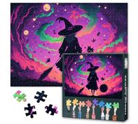 Mysterious Witch 1000 Piece Puzzle for Adults, Witch Walks in the Sky With Magic Puzzles, Fantasy Jigsaw Puzzles 1000 Pieces, Difficult Impossible Challenges, 19.5 x 27.5 Inch