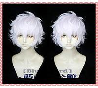 Mystery Arcana Julian Dvorak Asrah Cosplay Red Brown Silver Short Curly Fluffy Synthetic Hair Heat Resistant + Free Wig Cap Silver