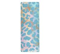 Mystery Blue Golden Cheetah Print foldable yoga mat for travel for outdoor printed, non slip, yoga non slip towel and bag tapete para ejercicio 71x26 inches