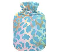 Mystery Blue Golden Cheetah Print hot water bottle with soft cover, water bag 2 l (script), bolsas de agua Caliente para Dolores