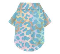 Mystery Blue Golden Cheetah Print Summer Dog Polo Shirt Button Up Lightweight and Breathable Short Sleeve Pet T-Shirt Doggy Sweatshirt Puppy Kitten Perfect for Everyday Wear, and Photoshoots