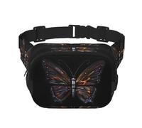 Mystery Butterfly Printed Fashion Crossbody Bag, Hiking Waist Bag, Square Double Layer Travel and Fitness Shoulder Bag