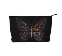 Mystery Butterfly Zipper Closure Corduroy Makeup Bag Multifunctional Organizer 22x7x17cm for Travel Camping Vacation Fitness
