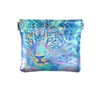 Mystery Cheetah PU Leather Change Purse Unique Clasp Wallet Card Holder for Women Girls