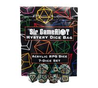 Mystery Dice Bag | Set of 7 Polyhedral Gaming Dice | One Set Chosen at Random | RPG, DND etc. (Mystery Acrylic Set)