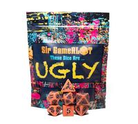 Mystery Dice Set - These Dice are Ugly | Sir GameAlot - One Set of 7 Particularly Unpleasant Polyhedral Dice Chosen at Random | Swirl, Glitter, Patterned, Marble - All Kinds of Ugly