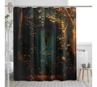 Mystery Door Shower Curtain with 12 Hooks Aesthetic Vintage Jungle Landscape Luxury Dooe Teal Polyester Fabric Waterproof Decorative Bathroom Hotel Dorm Patterned Shower Curtain 72X78 Inch