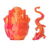 Mystery Dragon Eggs Statue with Dragon Inside, 3D Printed Dragon Egg Surprise, Flexible Joints Fidget Dragons in an Egg, Articulated Crystal Dragon Home Office Decor Figurine Adult Gift (Red)