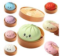 Mystery Dumpling Squishy Blind Box - 7CM Cute Stretchy Steam Bun Stress Relief Toy (Random Collectible Design)- Pack of 2