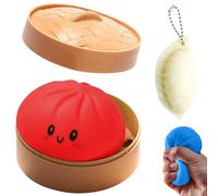 Mystery Dumpling Squishy, Giant Dumpling Squishy Mystery Box, Squishys Dumplinges Playing, 4 Inch Dumpling Stress Ball, Soft Squeeze Decompression Dough (Red)