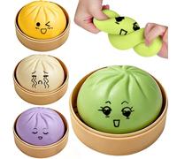 Mystery Dumpling Squishy Toy, 4Pcs Glitter Taba Fufu Dumpling Squishy for Kids Adults, Colorful Fidget Sensory Toys, Squeeze Doh Dough Ball Stress Relief Bun Gift for Birthday-DIY BY YOURSELF.